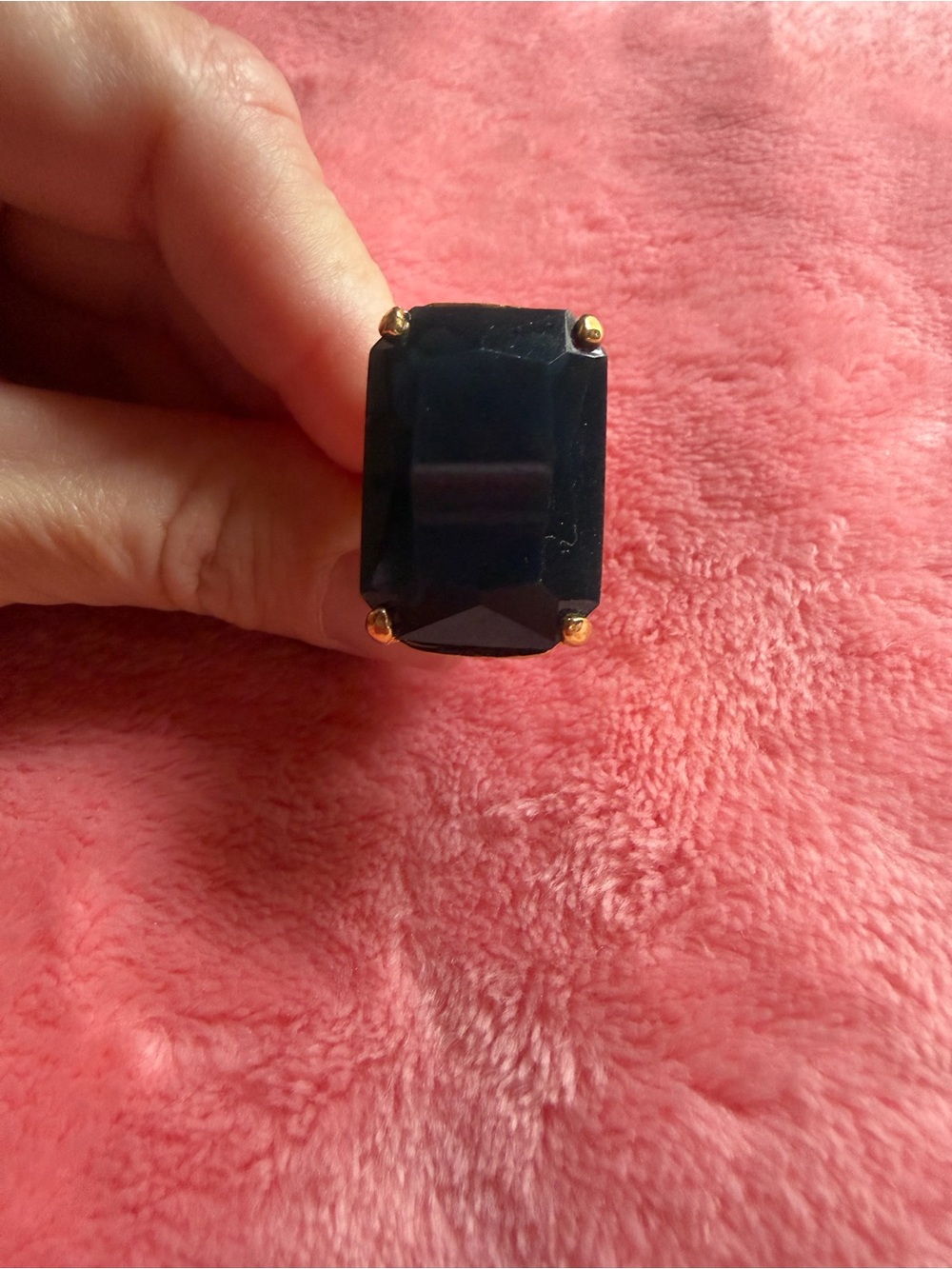 Kate Spade Gold-Tone Black Rectangular Cocktail Ring - Women Jewelry